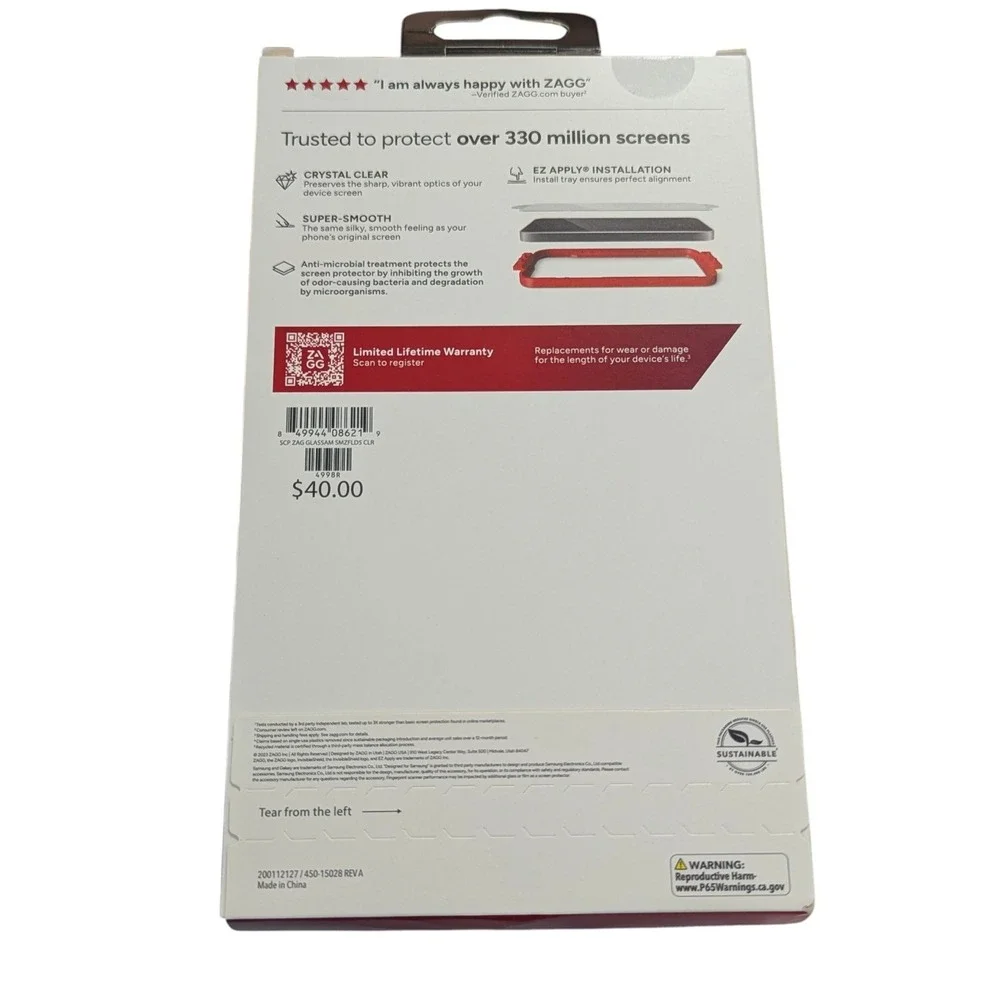 U6-N Zagg Invisible Shield Glass Screen‎ Protector for Samsung Galaxy Z Fold5